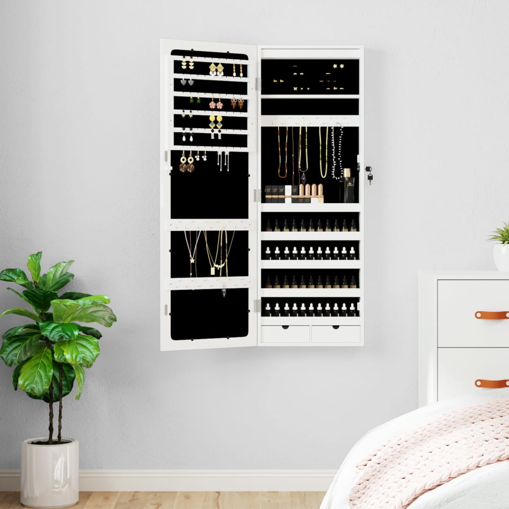 Mirror Jewellery Cabinet With Led Lights Wall Mounted